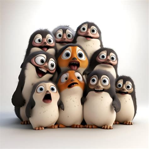 Premium Photo D Rendering Of A Group Of Penguins With Different