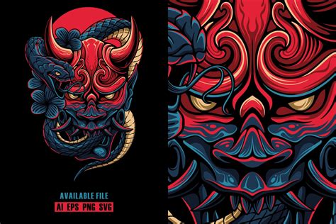 Hannya Mask Vector Illustration Masterbundles