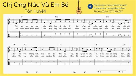 Chị Ong Nâu Và Em Bé Guitar tab solo đơn giản YouTube