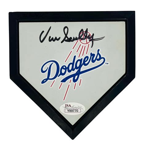 Vin Scully Signed Dodgers Mini Home Plate Jsa Pristine Auction