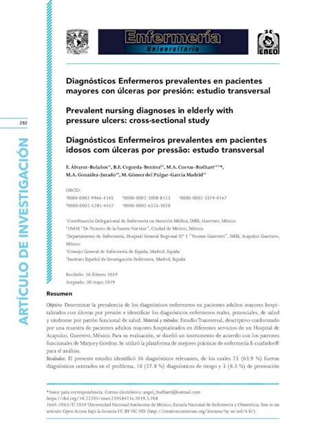 Pdf Diagn Sticos Enfermeros Prevalentes En Pacientes Mayores De