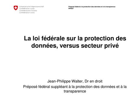 Ppt La Loi F D Rale Sur La Protection Des Donn Es Versus Secteur