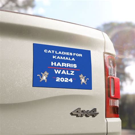 Cat Ladies For Kamala Harris Walz Bumper Sticker Sticker Car Magnet