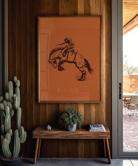 Bucking Bronco Graphic Print Southwestern Western Room Decor Cowboy