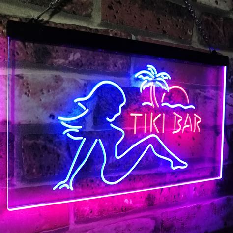 Tiki Bar Girl Two Colors Led Home Bar Sign Three Sizes Home Bar