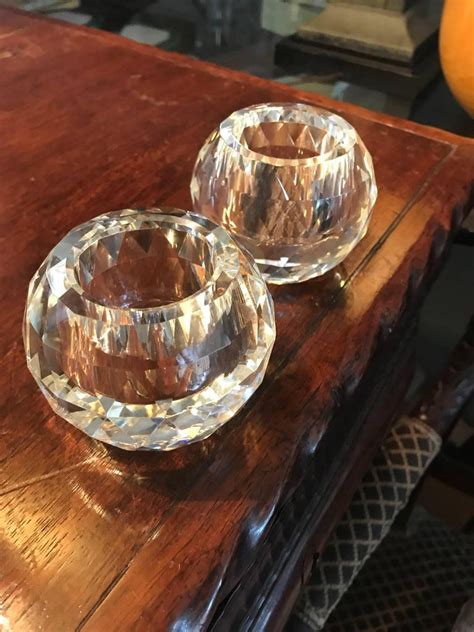 Pair Of Oleg Cassini Midcentury Crystal Glass Votives Candleholders At 1stdibs Crystal Votive