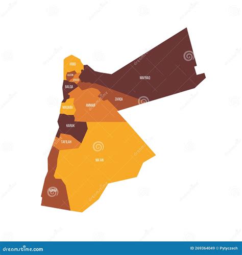 Jordan Political Map Of Administrative Divisions Cartoon Vector | CartoonDealer.com #269364049