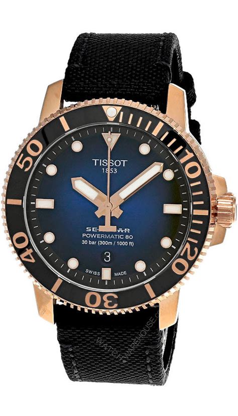 Tissot Seastar 1000 Powermatic 80 43mm Blu Dial Textile Mens Watch T1204073704100 Fast