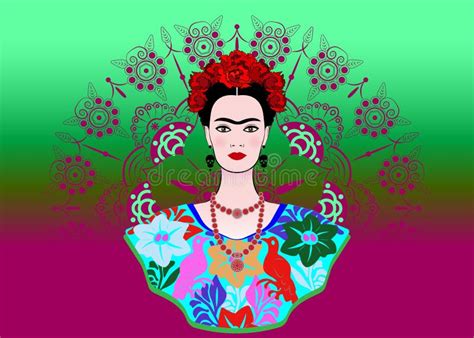 O Retrato Do Vetor De Frida Kahlo Mulher Mexicana Bonita Nova Um