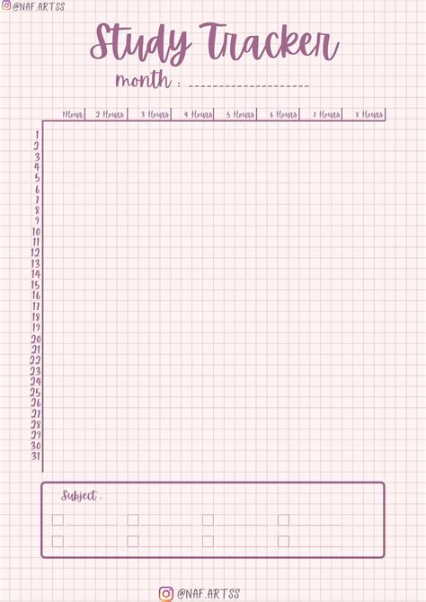 Printable Study Time Tracker