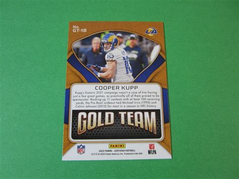 Cooper Kupp 2022 Panini Certified Gold Team Gt 18 Los Angeles Rams Ebay