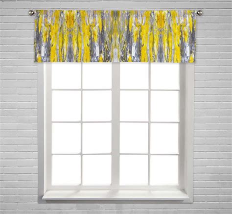 Pkqwtm Grey And Yellow Abstract Art Painting Window Curtain Valance Rod