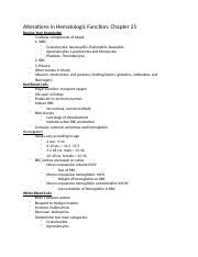 Alterations In Hematologic Function Docx Alterations In Hematologic