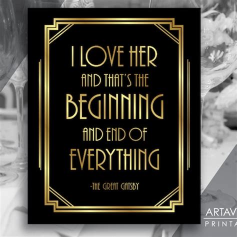 Gatsby Party Decor Printable Sign Great Gatsby Love Quote Etsy Uk