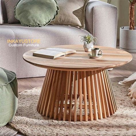 Jual COFFE TABLE KAYU JATI SOLID MODEL LINGKAR MEJA TAMU LINGKAR KAKI