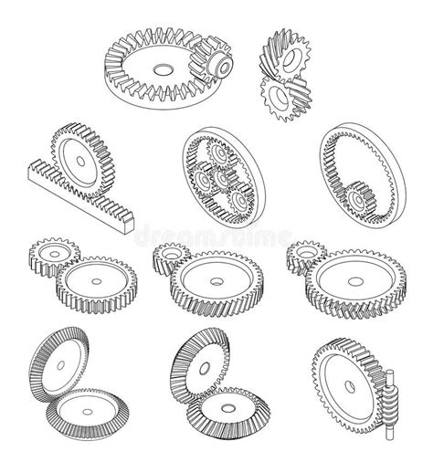 Grupo De Moldes Infographic Do Vetor Com Engrenagens Rodas Denteadas Ilustração Do Vetor