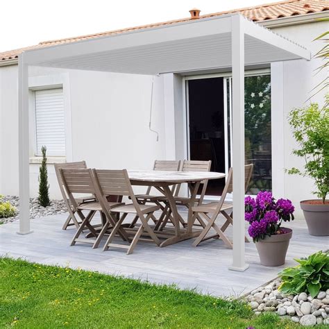 Pergola Bioclimatique Adoss E X X Cm Blanc Iraty Maison Et