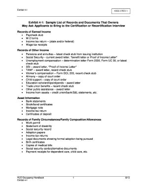 Fillable Online Portal Hud Exhibit 4 1 Sample List Of Records And