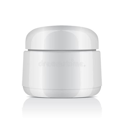 Round White Plastic Jar With Lid For Cosmetics Vector Mockup Template