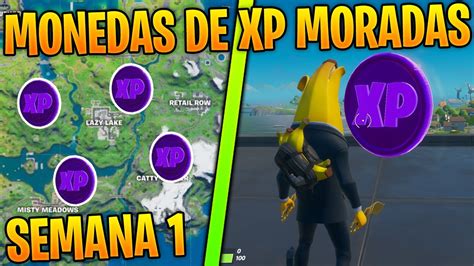 Ubicaci N De Todas Las Monedas De Xp Moradas Fortnite Semana