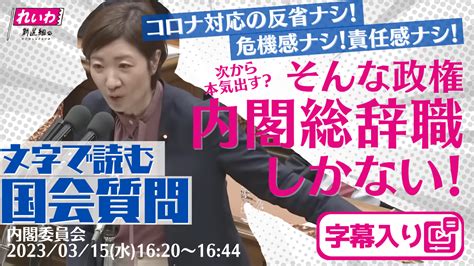 2023年3月15日【内閣委員会】新型インフルコロナ特措法改正案（審議②） 大石あきこ