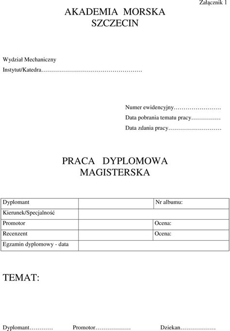 Wytyczne Dotycz Ce Przygotowania I Obrony Pracy Dyplomowej Na Wydziale