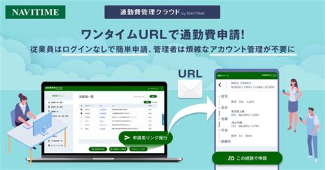 『通勤費管理クラウド By Navitime』通勤費申請用のワンタイムurl発行機能を提供開始 株式会社ナビタイムジャパンのプレスリリース