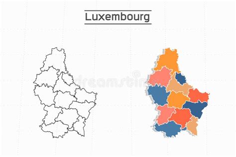 Luxembourg Map City Vector Divided By Colorful Outline Simplicity Style