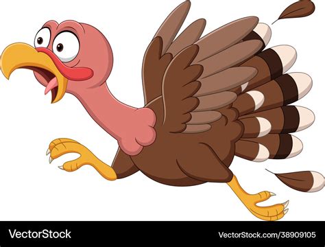 Cartoon Funny Turkey Bird Running Royalty Free Vector Image