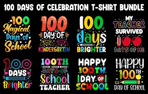 Premium Vector 100th Days Of School T Shirt Bundle Hundred Days T