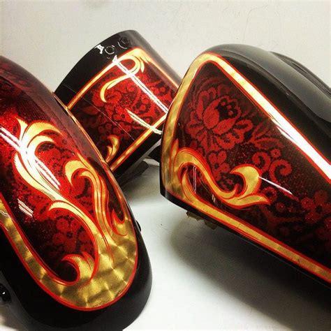 Custom Paint Goldleaf Red Motorcycle Paint Jobs Motorcycle Artwork