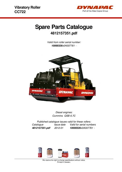 Dynapac CC722 IIIB Spare Parts Catalogue 4812157351 Manual PDF