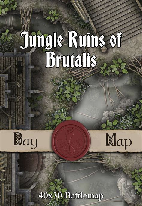 40x30 Battlemap Jungle Ruins Of Brutalis Seafoot Games Towns