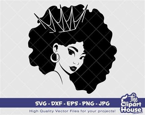 Afro Queen Silhouette Digital Svg Dxf Eps Png Etsy