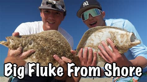 Kid Catches His First Giant Fluke From Shore Best Beginner Fluke