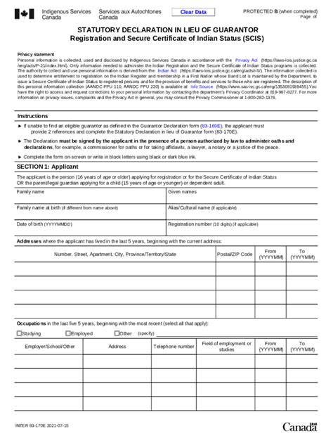 Fillable Online STATUTORY DECLARATION IN LIEU OF GUARANTOR