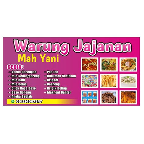 Jual Spanduk Warung Jajanan Keren Bisa Ganti Nama Dan Menu Shopee