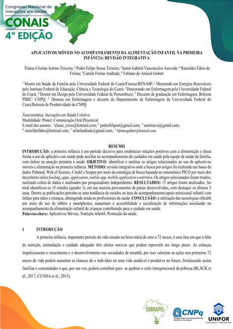 PDF APLICATIVOS MÓVEIS NO ACOMPANHAMENTO DA ALIMENTAÇÃO INFANTIL NA