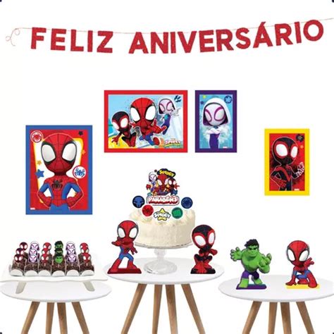 Kit Festa Tema Spidey E Seus Amigos Decoração Dinâmica