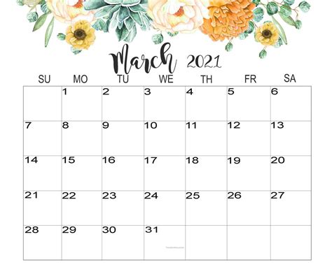 March Calendar Cute