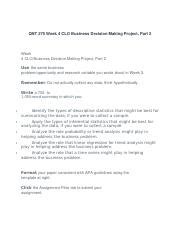 fin  week  clo business decision making project part