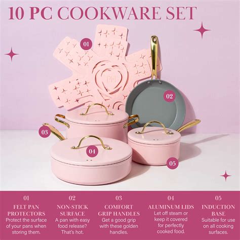 Paris Hilton Iconic Nonstick Pots And Pans Set Multi Layer Nonstick