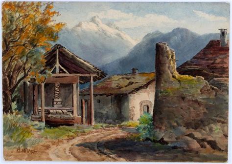 At Auction: Adolf Hitler, ADOLF HITLER WATERCOLOR PAINTING OF A FARM