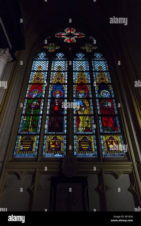 Stained Glass Windows Interior Of Basilica Of St Servatius Stock