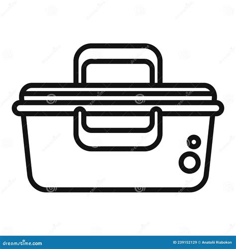 Plastic Lunch Box Icon Outline Vector School Meal Stock Vector