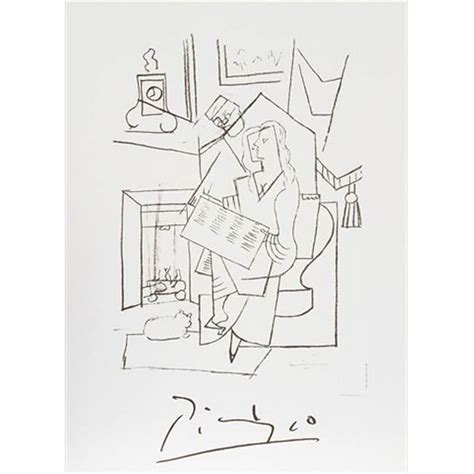 Pablo Picasso Femme Dans Un Fauteuil Lithograph On Paper Black And White 29 In X 22 In