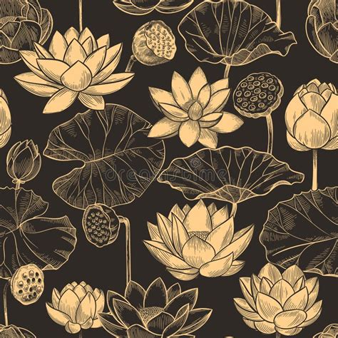 Lotus Seamless Vector Pattern Stock Vector Illustration Of Swatch