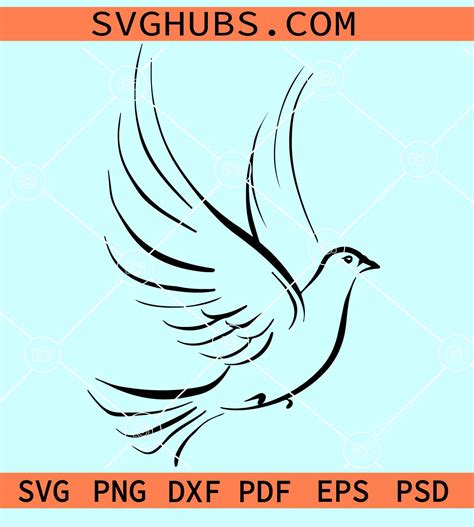 Flying Dove Svg Peace Dove Svg Dove Silhouette