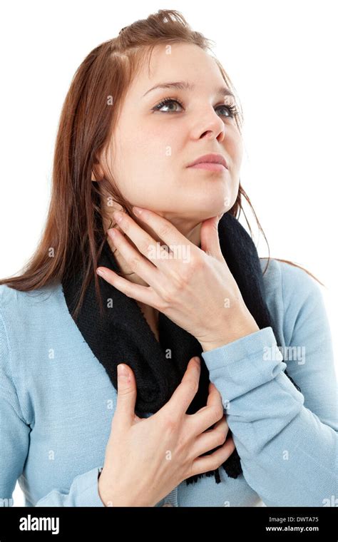Sore Throat Woman Stock Photo Alamy