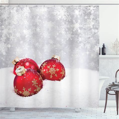 Ambesonne Christmas Shower Curtain Baubles On Snowflake 69 Wx70 L